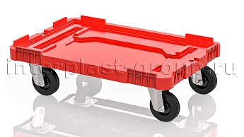 Тележка пластиковая сплошная без тормозов усиленная красная в Тамбове