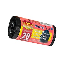 Мешки для мусора 20 л, с ручками, черные, в рулоне 30 шт., ПНД, 10 мкм, 550х440 мм, Крепак, 4607075710276 в Тамбове Мешки для мусора 20 л, с ручками, черные, в рулоне 30 шт., ПНД, 10 мкм, 550х440 мм, Крепак, 4607075710276 в Тамбове