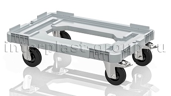 Тележка пластиковая с отверстием 2 колеса с тормозом усиленная серая в Тамбове Тележка пластиковая с отверстием 2 колеса с тормозом усиленная серая в Тамбове