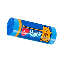 Мешки для мусора 20 л, синие, в рулоне 30 шт., ПНД, 8 мкм, 500х400 мм, Comfort, М0017 (МН 20-30с) в Тамбове