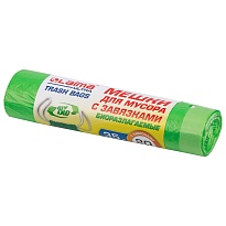 Мешки для мусора 35 л, биоразлагаемые с завязками, зеленые, в рулоне 20 шт., ПНД, 14 мкм, 600х500 мм, LAIMA ULTRA, 607688 в Тамбове Мешки для мусора 35 л, биоразлагаемые с завязками, зеленые, в рулоне 20 шт., ПНД, 14 мкм, 600х500 мм, LAIMA ULTRA, 607688 в Тамбове