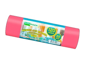 Мешки для мусора 120 л, с завязками, красные, в рулоне 10 шт., ПНД, 15 мкм, 800х750 мм, VIP, Z12010red в Тамбове