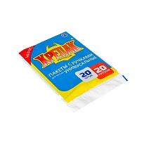 Мешки для мусора 20 л, с ручками, черные, в пачке 20 шт., ПНД, 10 мкм, 550х440 мм, Крепак, 4607075710085 в Тамбове