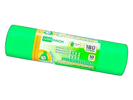 Мешки для мусора 180 л, ароматизированные, зеленые, в рулоне 10 шт., ПВД, 35 мкм, 1100х930 мм, PREMIUM+, 180105301 в Тамбове