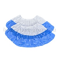 Бахилы бело-синие 1000 шт (500 пар), 48 мкм, двойная подошва, с одной резинкой, Эконом+ в Тамбове Бахилы бело-синие 1000 шт (500 пар), 48 мкм, двойная подошва, с одной резинкой, Эконом+ в Тамбове