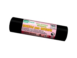 Мешки для мусора 180 л, ароматизированные, черные, в рулоне 10 шт., ПВД, 50 мкм, 1100х930 мм, EXTRA black, 18008301 в Тамбове
