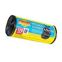 Мешки для мусора 120 л, черные, в рулоне 20 шт., ПНД, 15 мкм, 1100х700 мм, Крепак, 4607075710207 в Тамбове