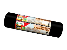 Мешки для мусора 120 л, черные, в рулоне 10 шт., ПНД, 12 мкм, 1100х700 мм, MIRPACK Classik, 1201011 в Тамбове