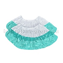 Бахилы бело-бирюзовые 1000 шт (500 пар), 48 мкм, двойная подошва, с одной резинкой, Эконом+ в Тамбове