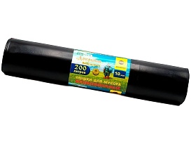 Мешки для мусора 200 л, ароматизированные, черные, в рулоне 10 шт., ПВД, 100 мкм, 1200х800 мм, Добрыня, Dob20010black в Тамбове