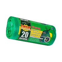 Мешки для мусора 20 л, биоразлагаемые, с ручками, черные, в рулоне 30 шт., ПНД, 10 мкм, 550х440 мм, Крепак, 4607075710047 в Тамбове