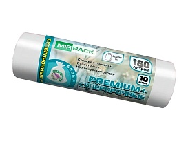 Мешки для мусора 180 л, ароматизированные, белые, в рулоне 10 шт., ПВД, 35 мкм, 1100х930 мм, PREMIUM+, 180105302 в Тамбове