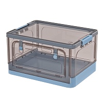 Ящик пластиковый складной прозрачный коричневый, дно синее,490х360х280 мм, с колесиками в Тамбове