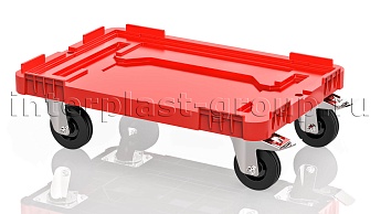 Тележка пластиковая сплошная 2 колеса с тормозом красная в Тамбове