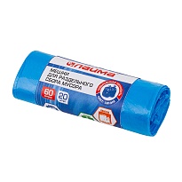 Мешки для мусора 60 л, синие, в рулоне 20 шт., ПНД, 10 мкм, 680х580 мм, LAIMA, 606703 в Тамбове