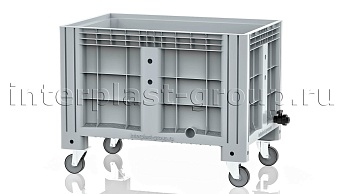 Контейнер iBox сплошной на колесах с краном серый в Тамбове