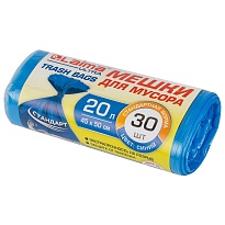 Мешки для мусора 20 л, синие, в рулоне 30 шт., ПНД, 8 мкм, 500х450 мм, LAIMA, 607682 в Тамбове