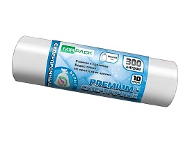 Мешки для мусора 300 л, белые, в рулоне 10 шт., ПВД 70 мкм, 1400х1000 мм, PREMIUM+, 300101602 в Тамбове