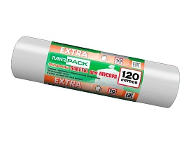 Мешки для мусора 120 л, белые, в рулоне 10 шт., ПНД, 14 мкм, 1100х700 мм, EXTRA, ex1201803 в Тамбове