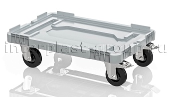 Тележка пластиковая сплошная 2 колеса с тормозом усиленная серая в Тамбове Тележка пластиковая сплошная 2 колеса с тормозом усиленная серая в Тамбове